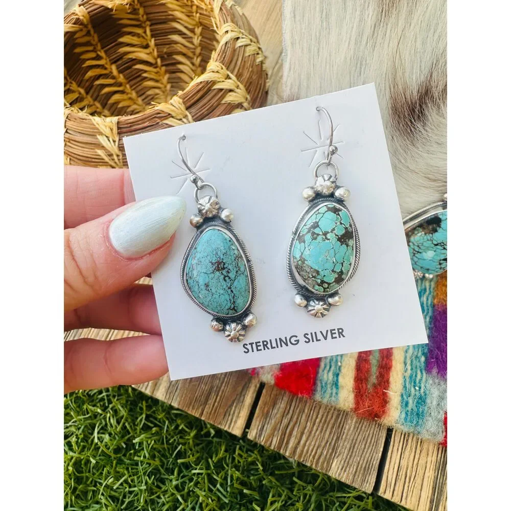 Handcrafted Turquoise & Sterling Silver Necklace and Earring Set by Sheila Bece - Picture 5 of 7